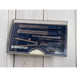 Staedtler Arco Compass Set Metal 7 Piece Kit #55909 EUC